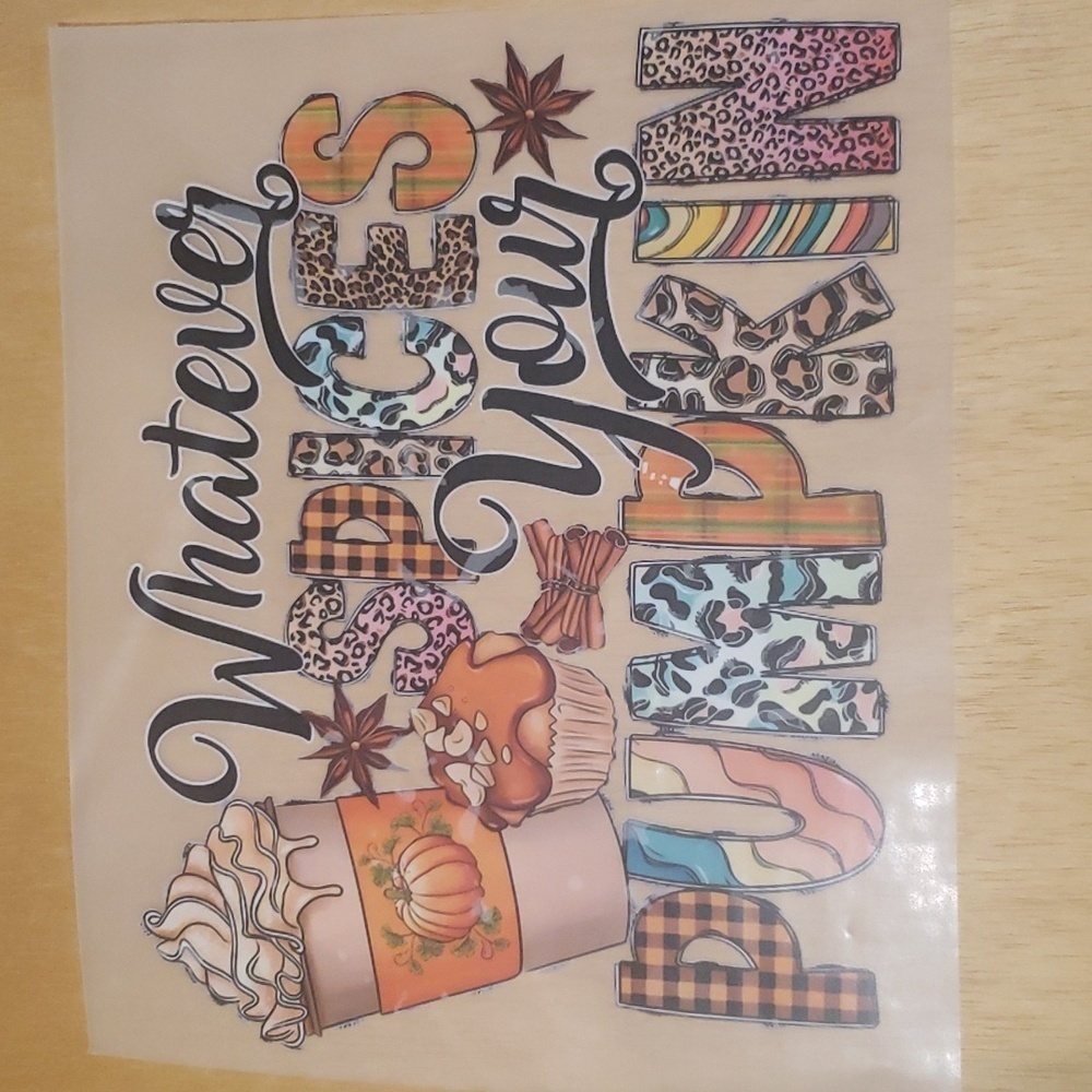 Pumpkin Spice Iron on Transfer decal